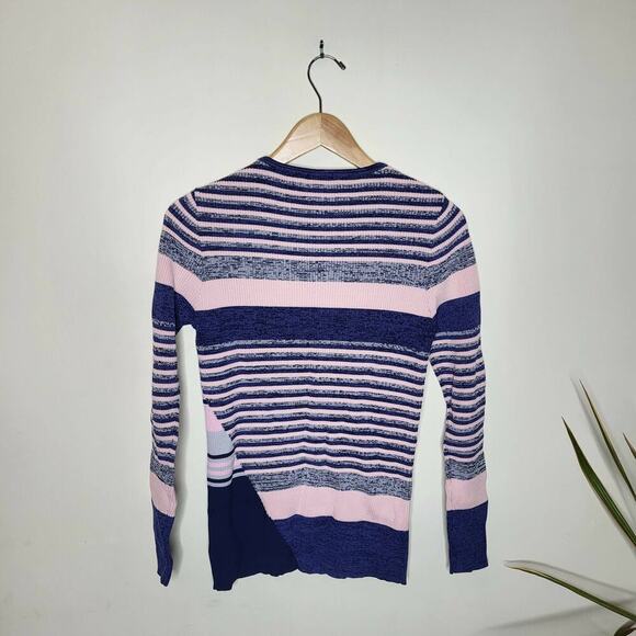John & Jenn Long Sleeve Ribbed-Knit Striped Sweater - Stripes - Blue Multi - Picture 3 of 9
